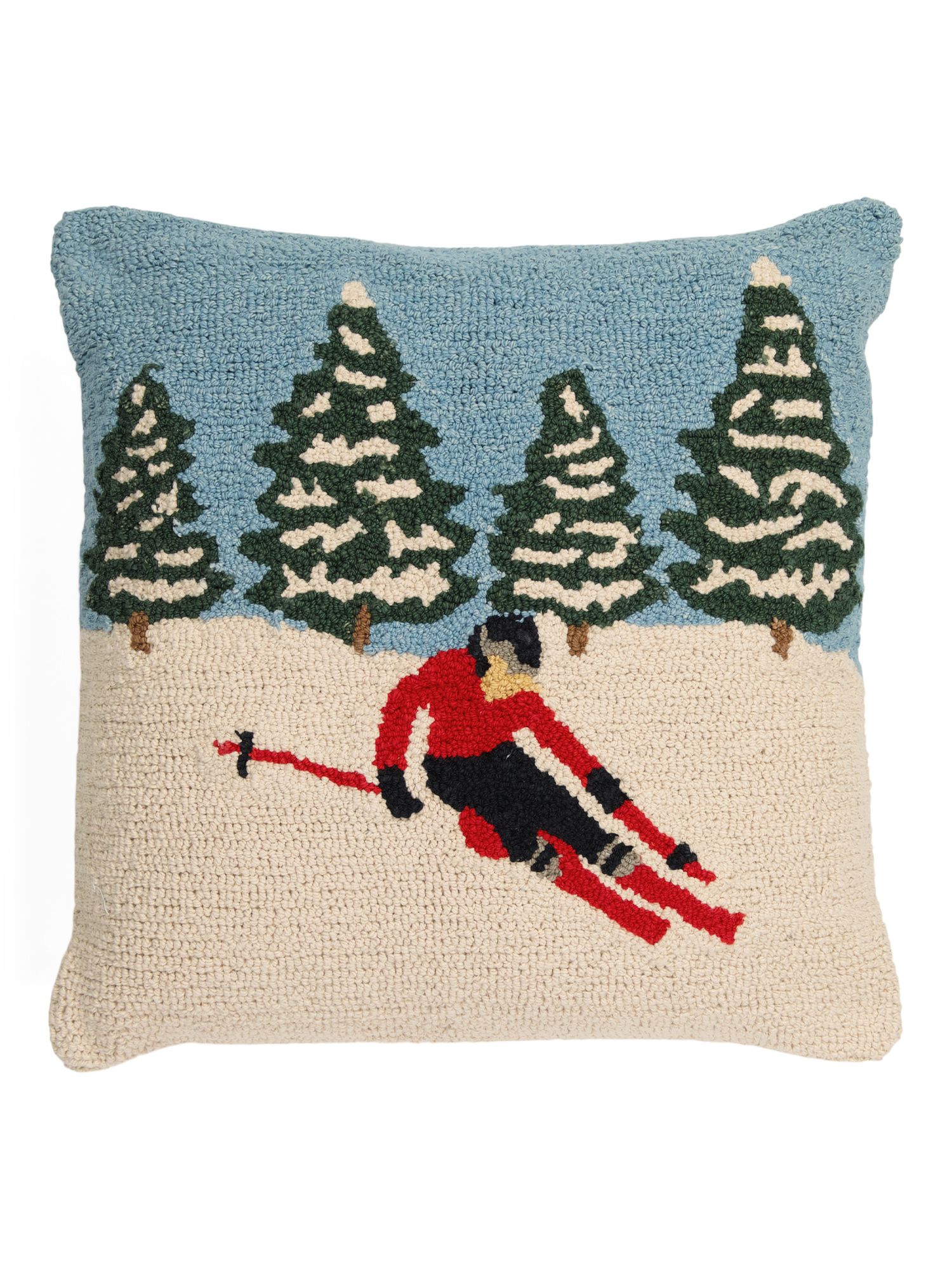 20x20 Hand Hooked Skier Pillow | The Global Decor Shop | Marshalls | Marshalls