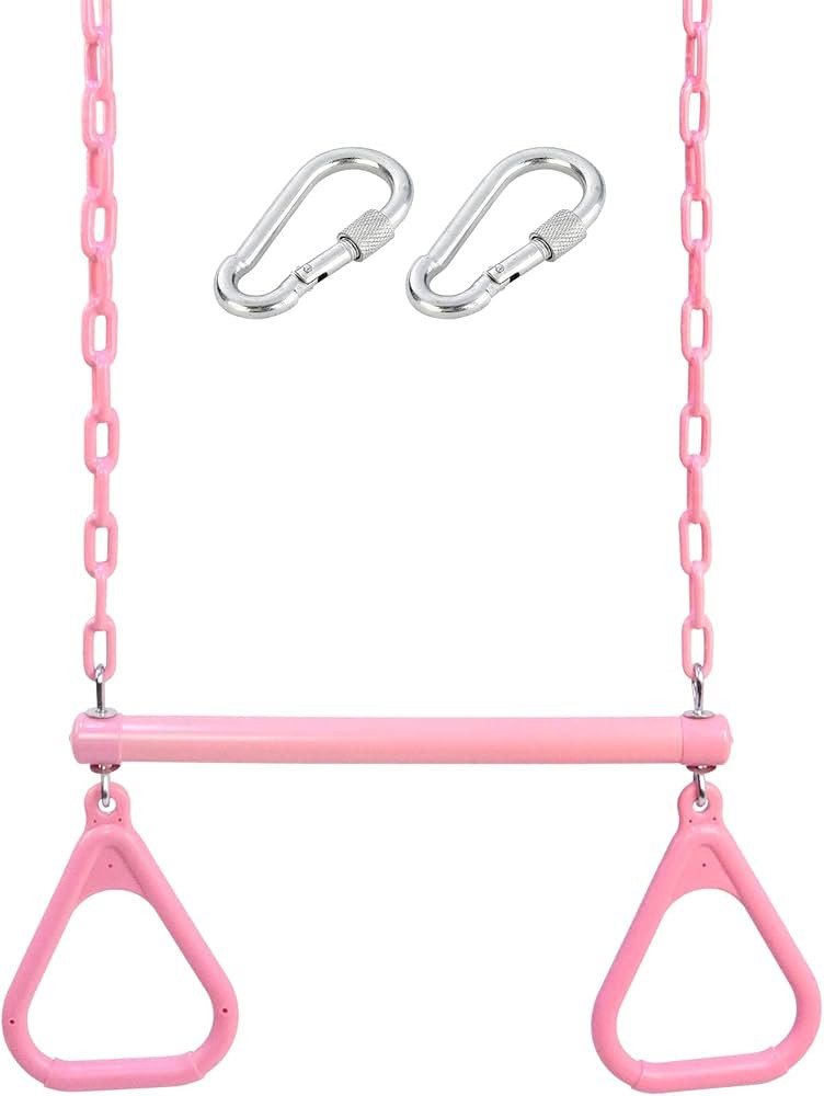 18" Pink Trapeze Swing Bar Rings 48" Heavy Duty Plastic Coated Chains Swing Set Accessories Playg... | Amazon (US)