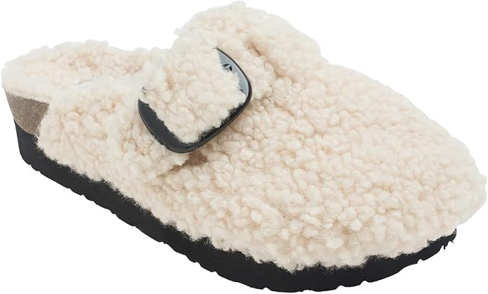 AnnaKastle Womens Curly Faux Shearling Sherpa Clog Scuffs Slip On Slippers | Amazon (US)