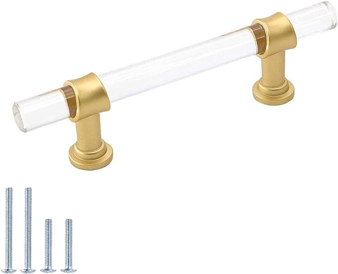 goldenwarm Brushed Brass Cabinet Pulls Crystal Handles for Drawers - LS9165GD76 Acrylic Drawer Pu... | Amazon (CA)