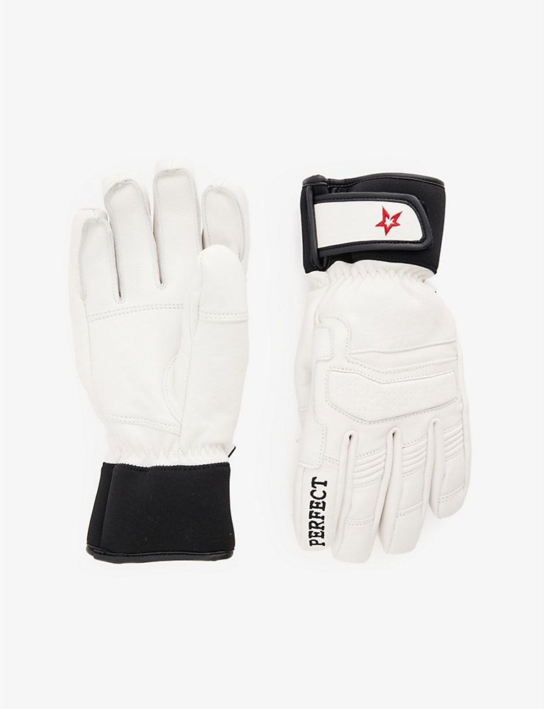 PERFECT MOMENT PM logo-embroidered leather ski gloves | Selfridges