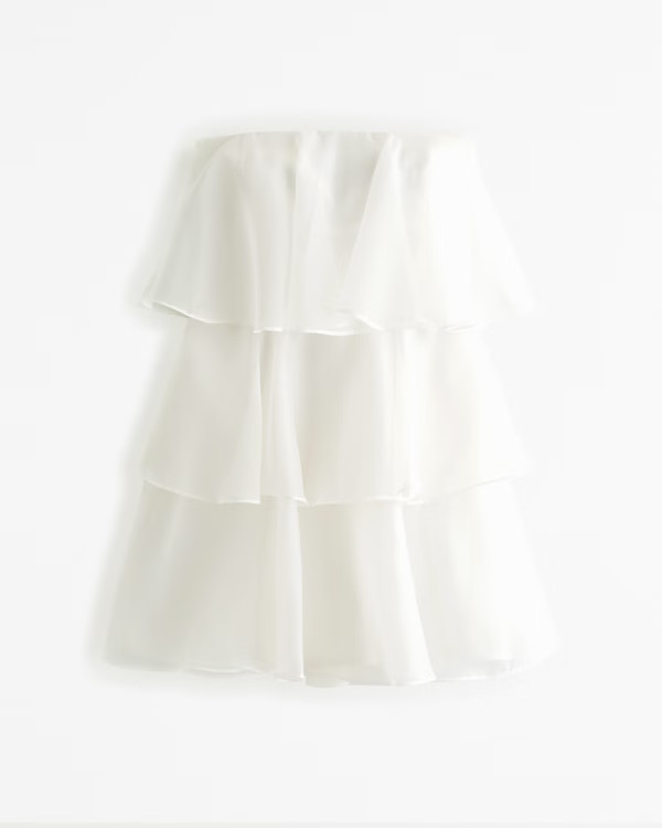 Women's Organza Tiered Strapless Mini Dress | Women's The A&F Wedding Shop | Abercrombie.com | Abercrombie & Fitch (US)