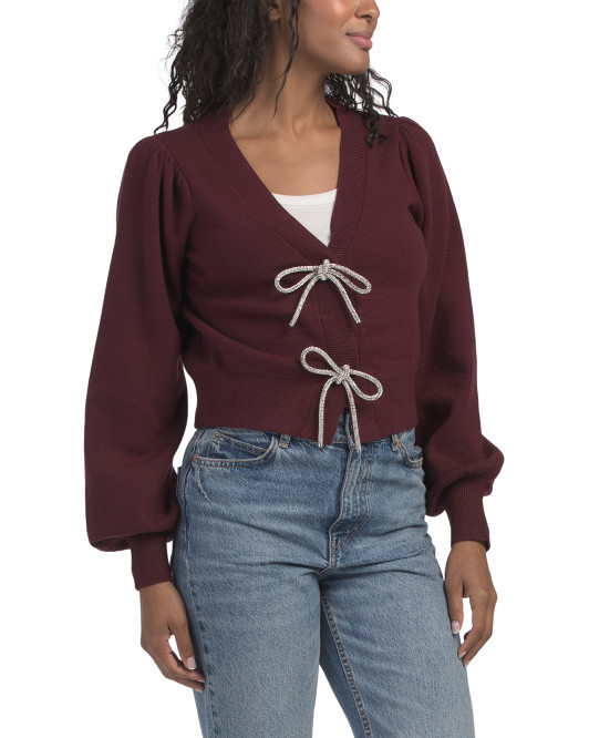 Rhinestone Bow Cardigan | TJ Maxx