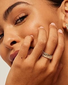 PAVOI 14K Gold Plated Chunky Statement Ring | Chunky Stackable Wide Band for Women | Amazon (US)