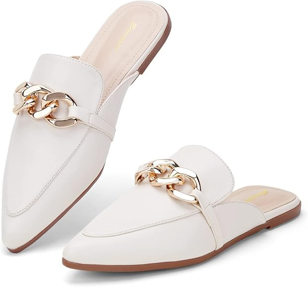 BISON SPIRIT Mules for Women Flats Pointed Toe Slip On Slides Loafer Shoes | Amazon (US)