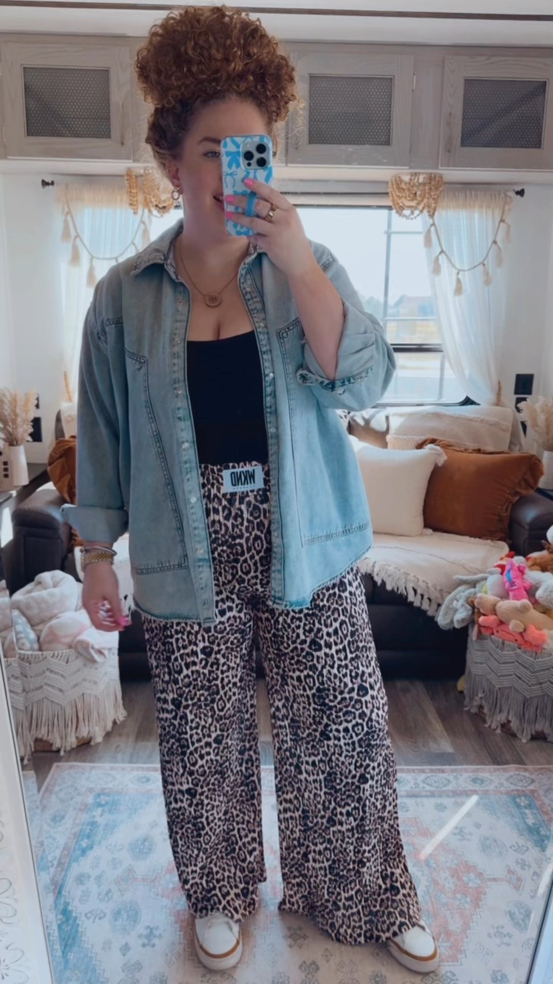 🐆 fall statement vibes 🐆 these leopard pants are the perfect mix of bold + cozy 🥰 statement pants | wknd chasers leopard pants | leopard pants | leopard pants outfit | fall travel outfit | nike sneakers | fall sneakers | neutral sneakers | white sneakers | amazon black tank top | denim shacket | pearl snap denim shacket | amazon fall travel outfit | fall travel outfit | amazon fall travel outfit | amazon fashion | amazon finds | amazon look | amazon outfit | fall outfit | fall look | fall fashion | fall finds | fall outfit inspo | fall fashion inspo | fall 2025 | fall trip | fall vacation 

#LTKSaleAlert #LTKStyleTip #LTKMidsize