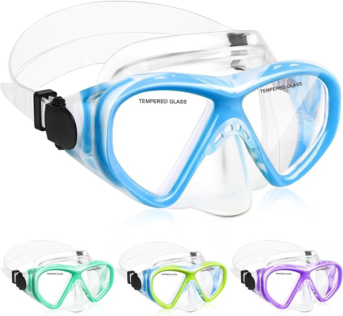 Kids Swim Goggles Snorkel Diving Mask for Boys Girls Ages 5-15, Two-Color Anti-Fog Swimming Goggl... | Amazon (US)