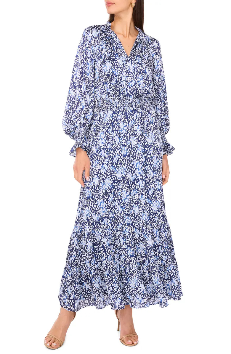 Metallic Abstract Print Long Sleeve Maxi Dress | Nordstrom