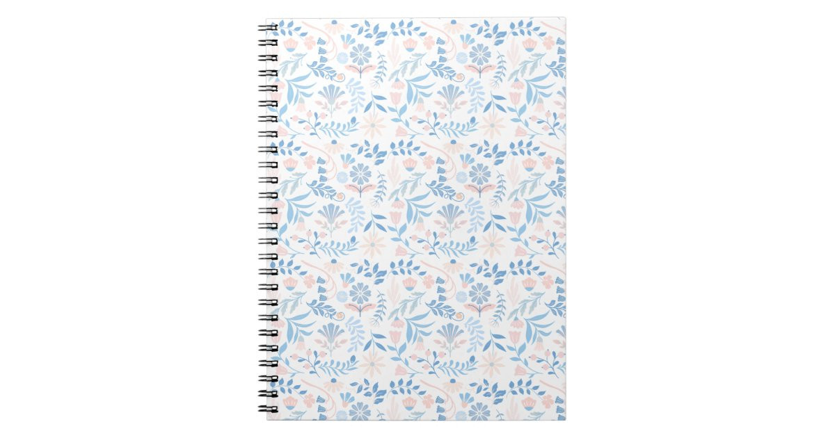 Floral design boho block print blue pink girly notebook | Zazzle | Zazzle