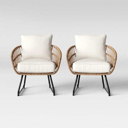 Southport 2pk Patio Club Chair Linen - Opalhouse™ | Target