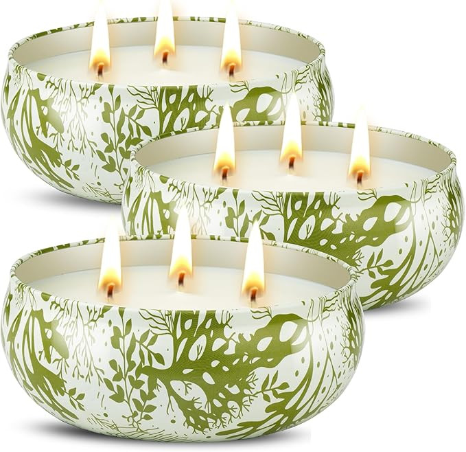 3 x 12oz Citronella Candle Outdoor 3 Wick Soy Wax Citronella Candle Set Jar Candle Up to 240hrs B... | Amazon (US)