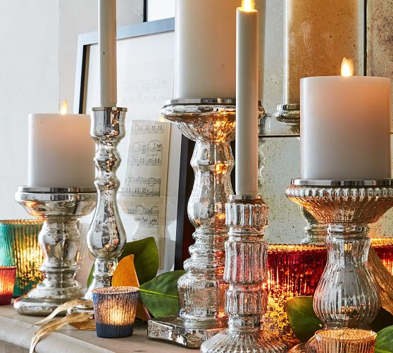 Antique Mercury Glass Candle Holders | Pottery Barn (US)
