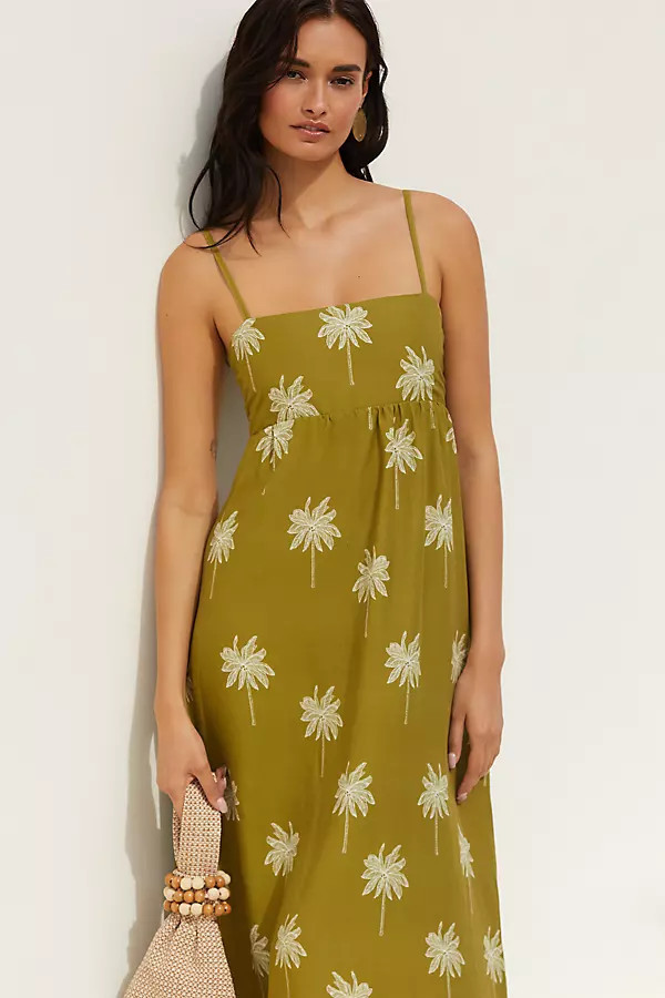Posey Sleeveless Linen Midi Dress | Anthropologie (US)