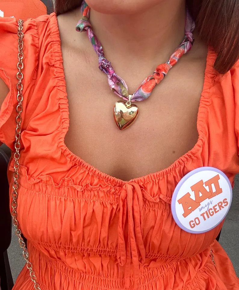 Clemson Tigers game day orange and purple scarf charm necklace | Etsy (Global)