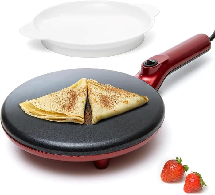 Moss & Stone Red Electric Crepe Maker, 8" Portable Nonstick Crepe Pan | Amazon (US)