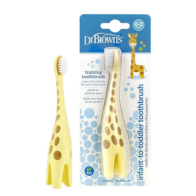 Dr. Brown's Infant-to-Toddler Training Toothbrush, Soft for Baby's First Teeth, Giraffe, BPA Free... | Amazon (US)