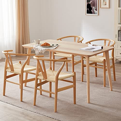 STARY Fully Assembled Wishbone Rattan Dining Room Chairs, Set of 4, Natural | Amazon (US)