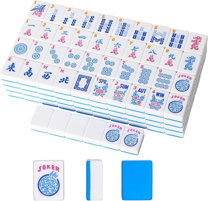 American Mahjong Tiles (1.2”,Tiles Only), 166 Pcs American Mahjong Tile Set with Blue Color | Amazon (US)