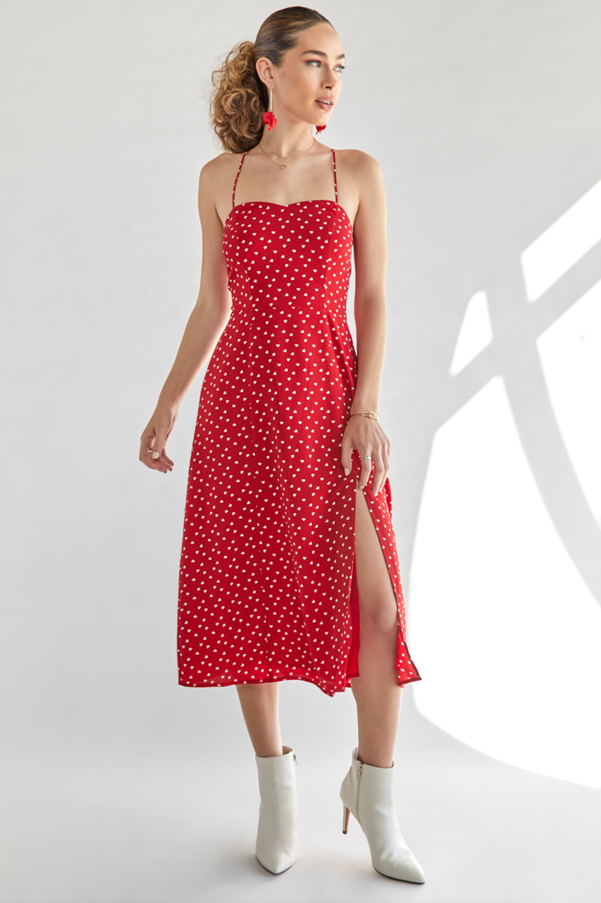 Bella Heart Print Midi Dress | Francesca's