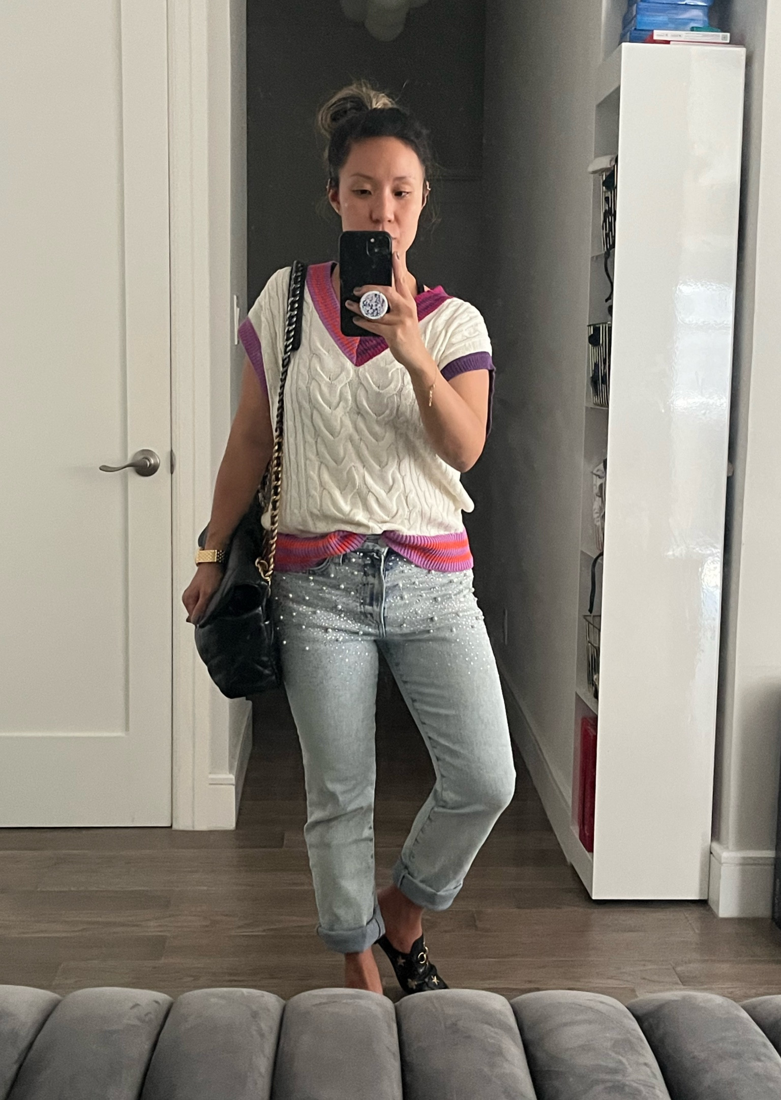 Sweater game strong. Color block. Sweater vest. Target find. Target style. Target style find. Fall outfit. Mix that high low fashion. Jeans are on major sale right now!

#LTKunder100 #LTKsalealert #LTKunder50