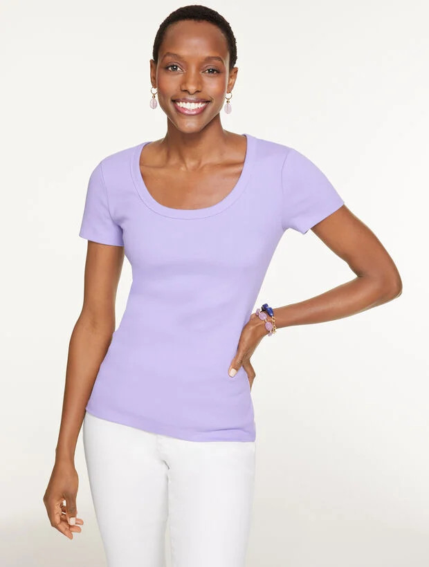 Ribbed Scoop Neck Tee | Talbots