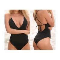 Black One Piece Swimsuit  Low Cut One Piece Swimwear Sexy Black Cheeky One Piece Swimwear  Sienna in Black by Sweet Treat Bikinis | Etsy (US)