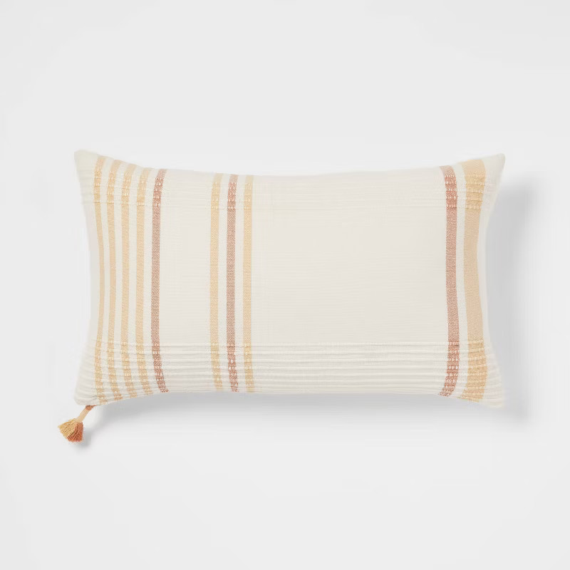 Oversized Woven Striped Lumbar Throw Pillow with Tassel Zipper - Threshold™ | Target