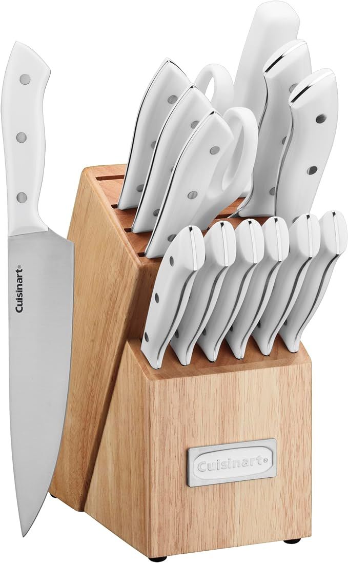 Cuisinart 15-Piece Knife Set with Block, High Carbon Stainless Steel, Forged Triple Rivet, White,... | Amazon (US)