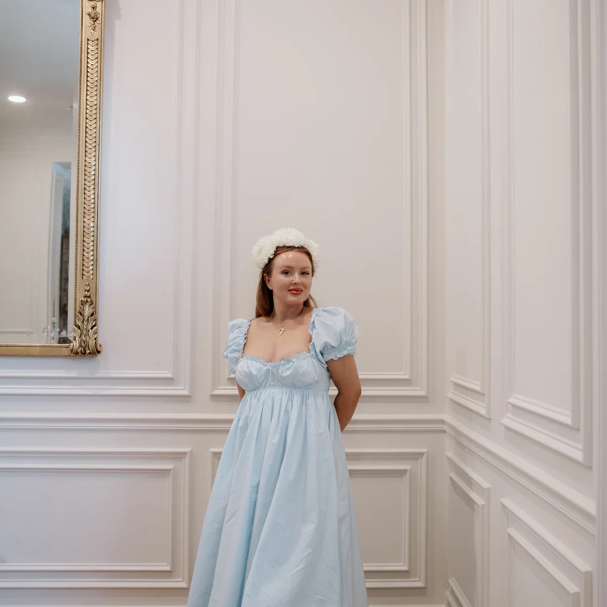 Olivia 100% Cotton Maxi Dress in Light Blue - Bump Friendly | Worth Collective