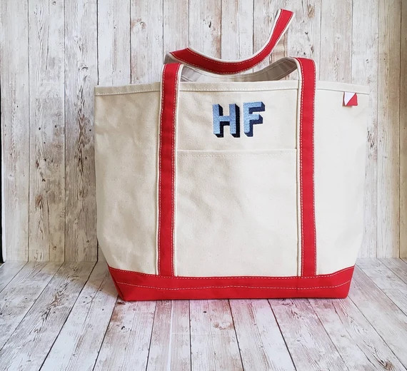 Embroidered Medium Boat Tote Bag Teacher Tote Custom Beach - Etsy | Etsy (US)