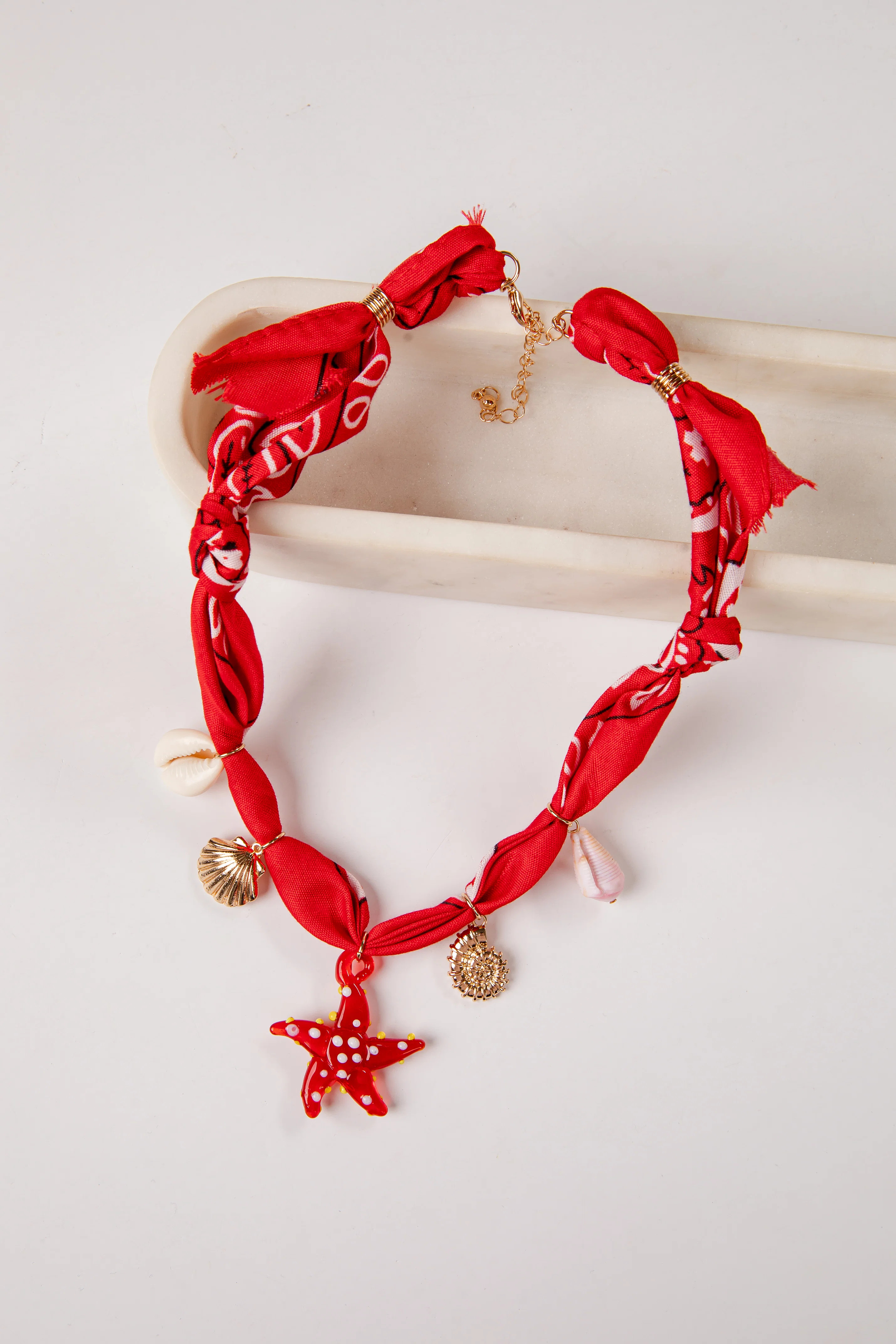 Ansley Bandana Costal Charm Red Necklace | Dress Up