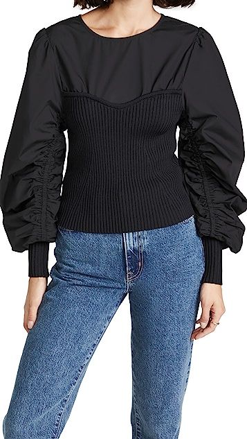 Mixed Media Sweetheart Neckline Top | Shopbop