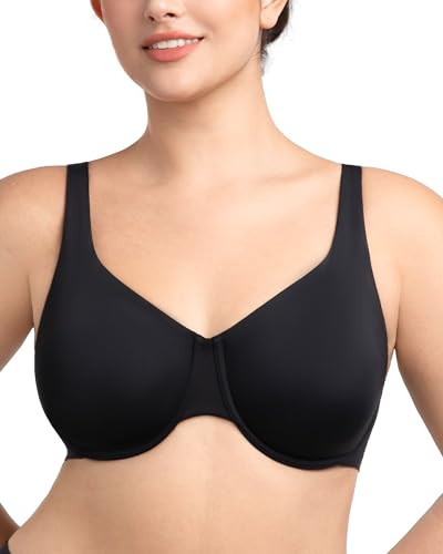 HSIA Minimizer Bras for Women Plus Size Full Coverage Unlined T Shirt Bra Seamless Underwire Cool Comfort Daily Bras Black | Amazon (US)