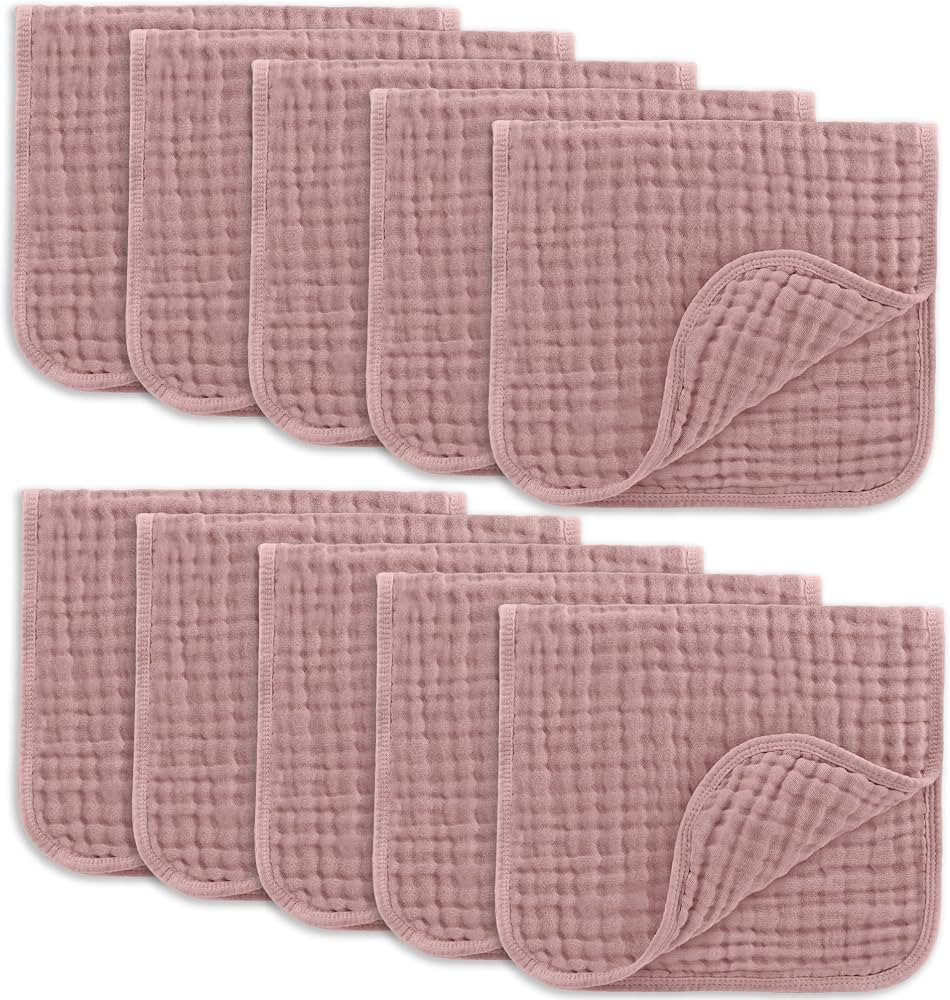 Comfy Cubs Muslin Burp Cloths 20" x 10", Pack of 10 - Large, 6-Layer, Ultra Absorbent 100% Cotton... | Amazon (US)