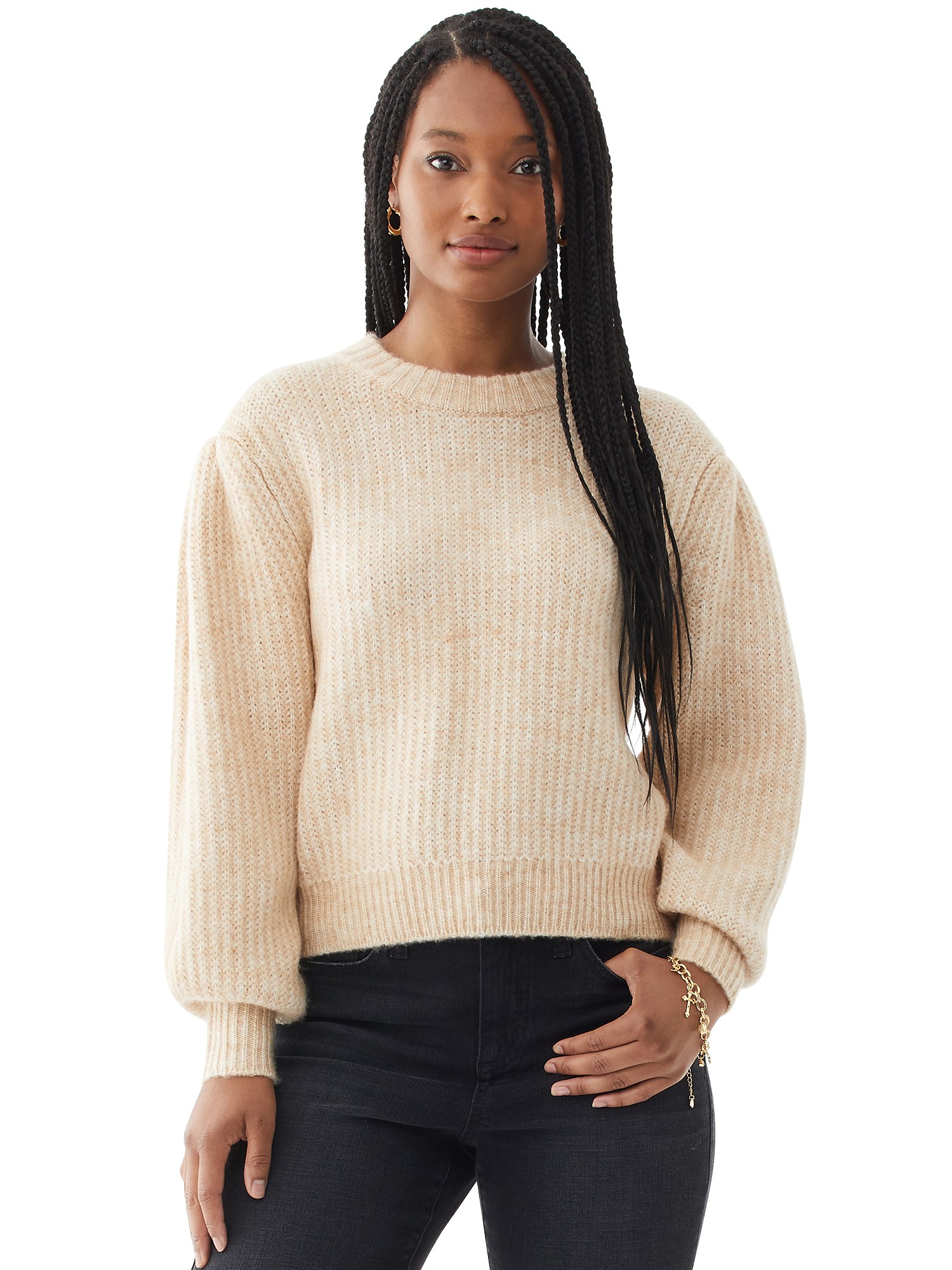 Scoop - Scoop Women’s Cropped Balloon Sleeve Sweater - Walmart.com | Walmart (US)