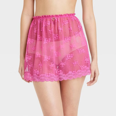 Women's Lace Lingerie Skirt - Colsie™ Cerise Pink S | Target