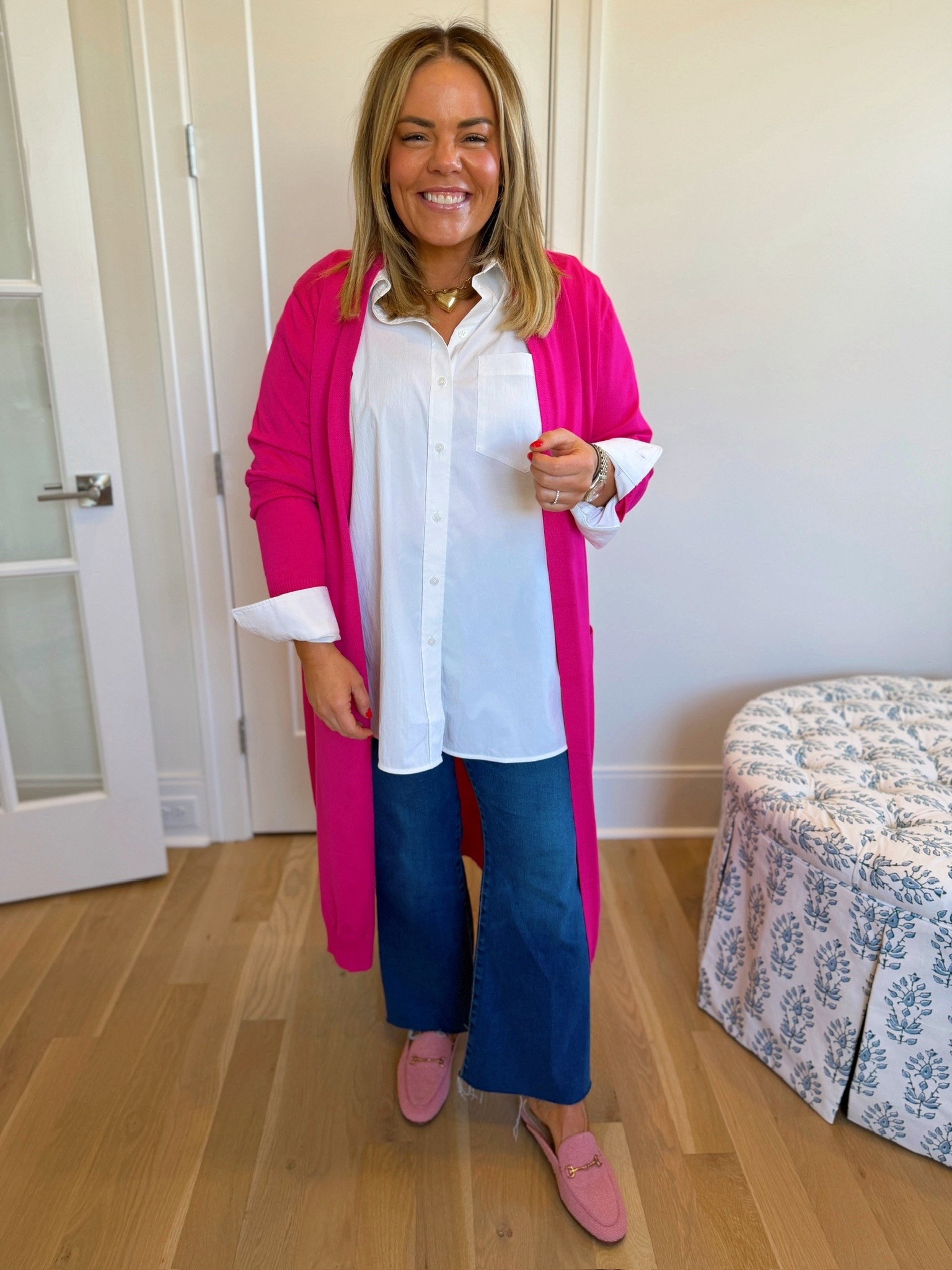 pink cardigan outfit, chic casual denim look, bright cardigan ootd, trendy outfit, women’s fashion, valentines day outfit, valentines day ootd 

#LTKSeasonal #LTKootd