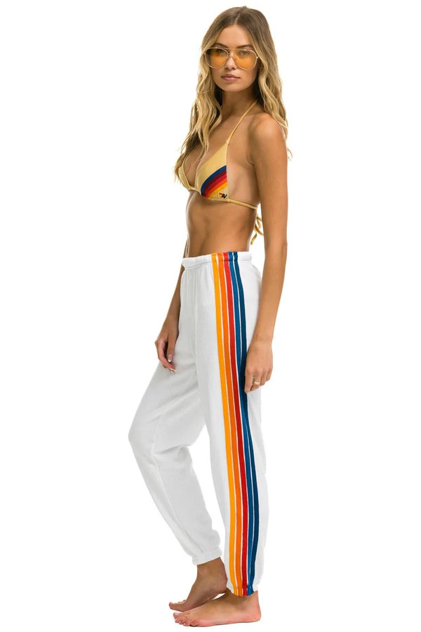 5 STRIPE SWEATPANTS - WHITE 2 | Aviator Nation