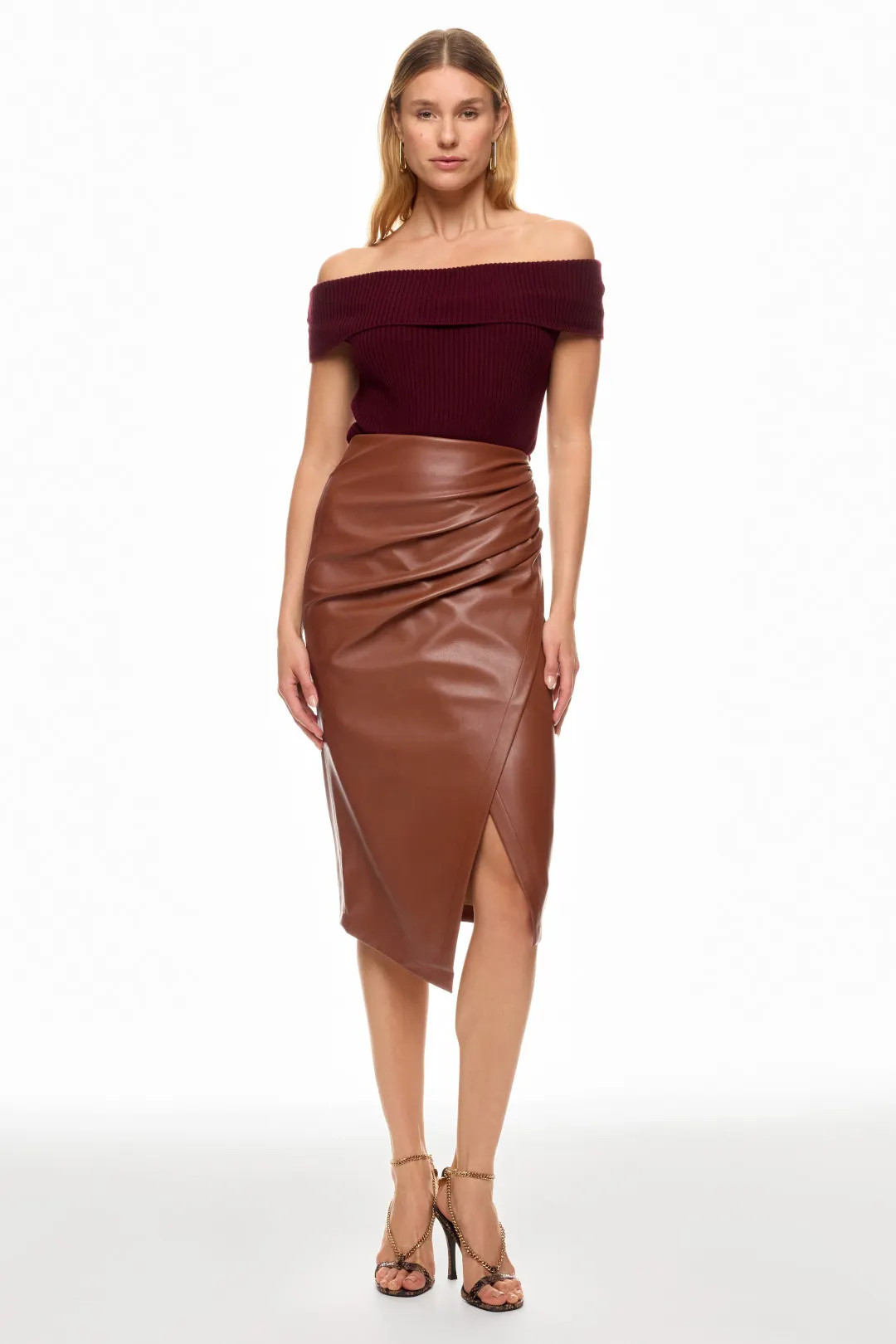 Ruched Side Faux Leather SkirtHeartAdd to Hearts | Rent the Runway