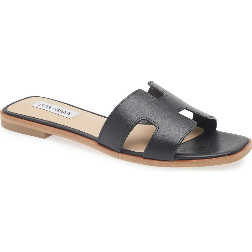 Steve Madden Hadyn Slide Sandal in Black Leather at Nordstrom, Size 7 | Nordstrom