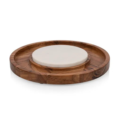 Picnic Time Acacia Wood Isla Serving Platter w/ Marble Insert | Sur La Table