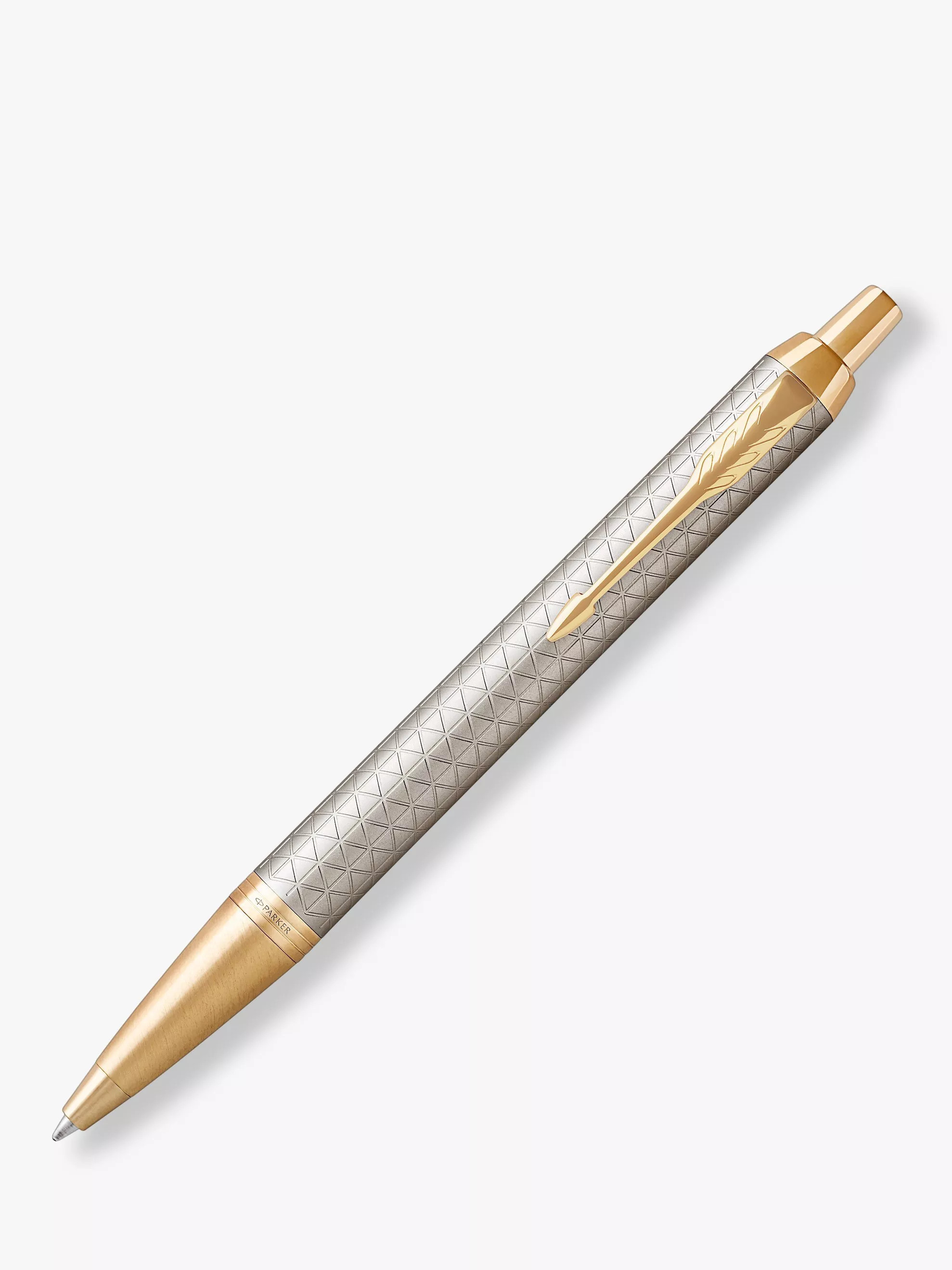PARKER IM Premium Silver Gold Trim Ballpoint Pen | John Lewis (UK)