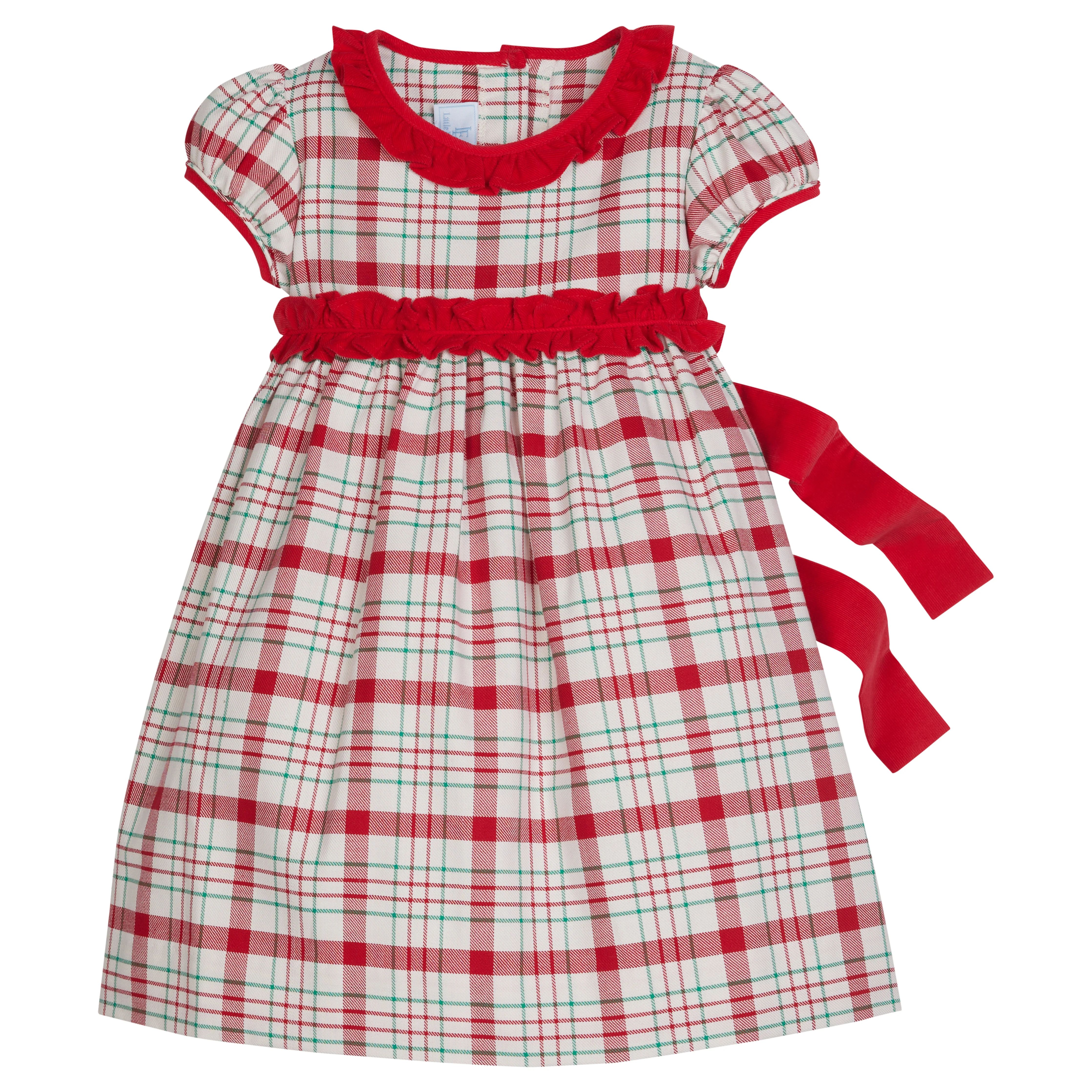 Holiday Plaid Dress - Girl's Outfit with Bow | Little English