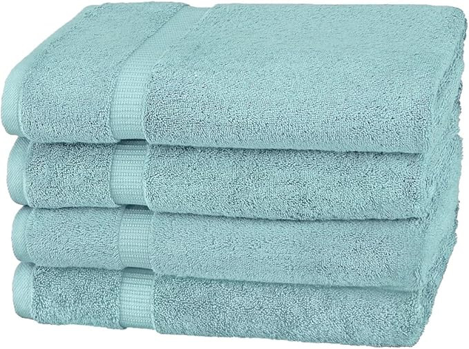 Amazon Brand – Pinzon Organic Cotton Bath Towel, Set of 4, Spa Blue | Amazon (US)