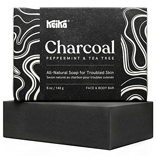 Keika Charcoal Black Soap Bar for Acne, Eczema, Psoriasis, Face, Body, Men Women Teens with Oily Ski | Amazon (US)