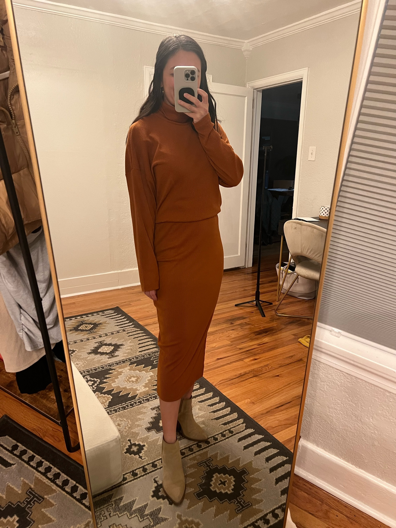 Amazon two piece set spring transition . Date night outfit. Ribbed skirt. Turtle neck 

#LTKbump #LTKunder50 #LTKstyletip