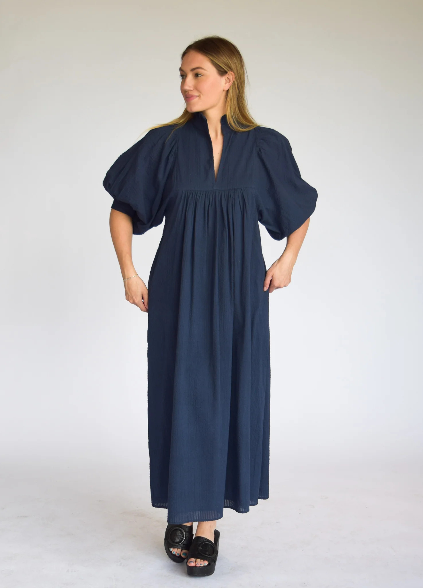 High Neck Midi Navy | Never A Wallflower