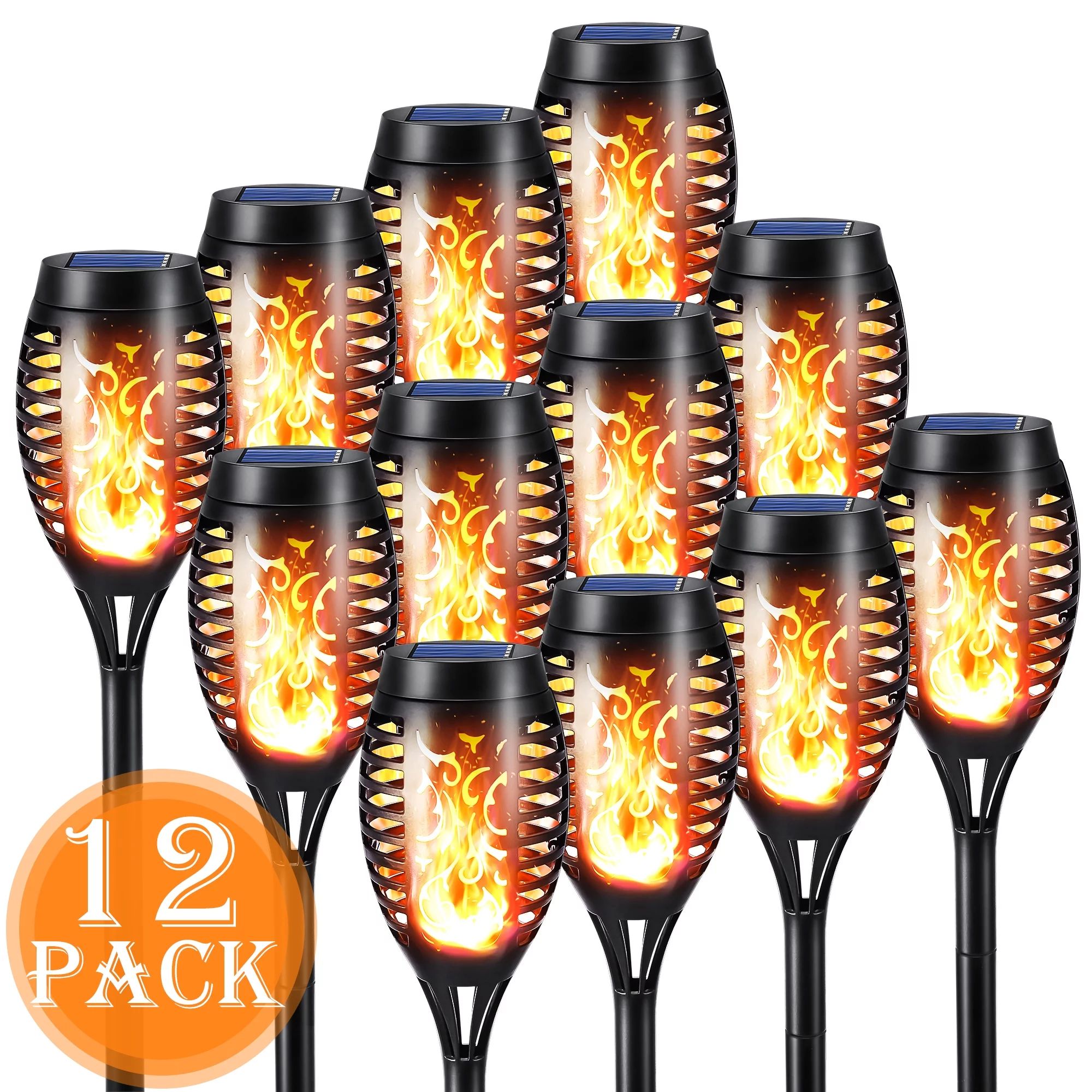 Toodour Solar Lights Outdoor with Flickering Flame, 12 Pack LED Solar Torch Lights, Waterproof So... | Walmart (US)