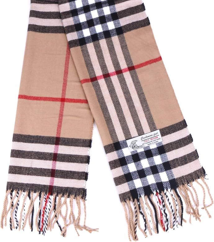 Plaid Cashmere Feel Classic Soft Luxurious Winter Scarf For Men Women | Amazon (US)