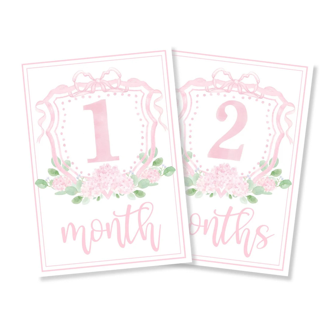 Girl Crest Monthly Milestone Cards - Etsy | Etsy (US)